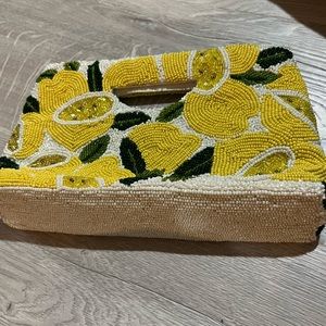 Lemon Beaded Clutch